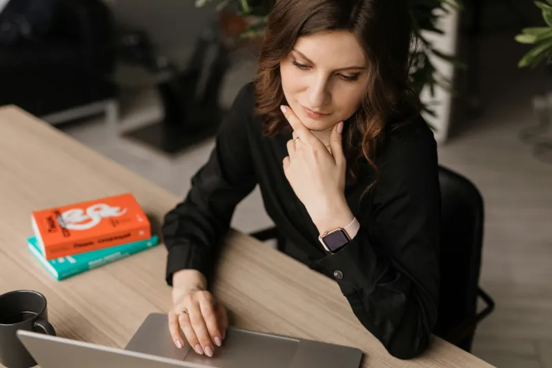 Small business owner preparing documents.